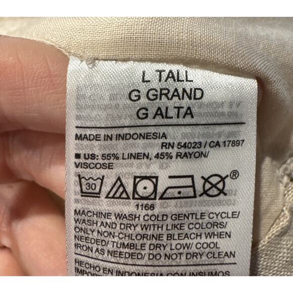 Old Navy Linen Wrap Top Womens Size Tall Large Beige V Neck Sleeveless Coastal - Picture 5 of 6